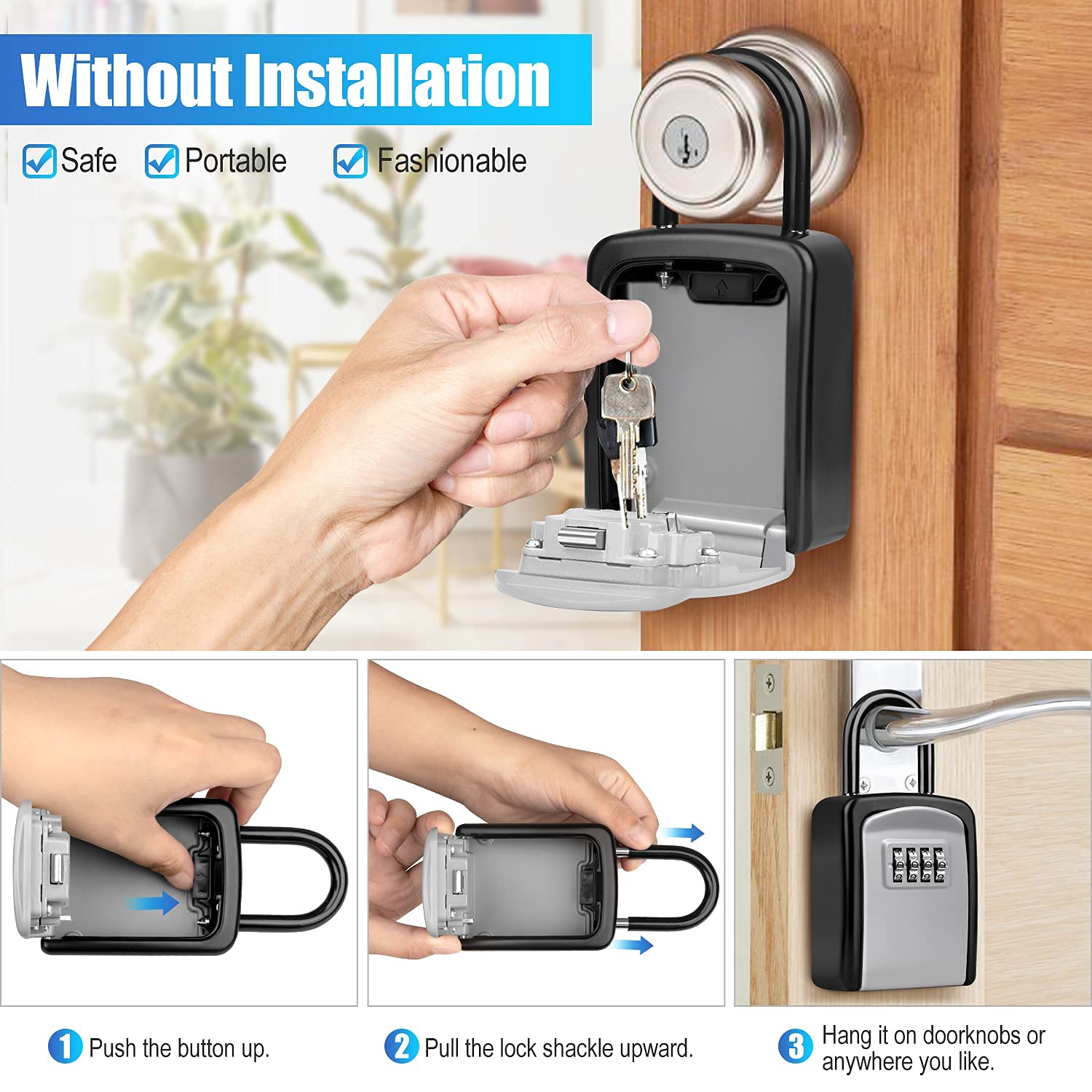 Amazon.co.jp: SAFEHUANLANG ドアハンドル用キーロックボックス 防水